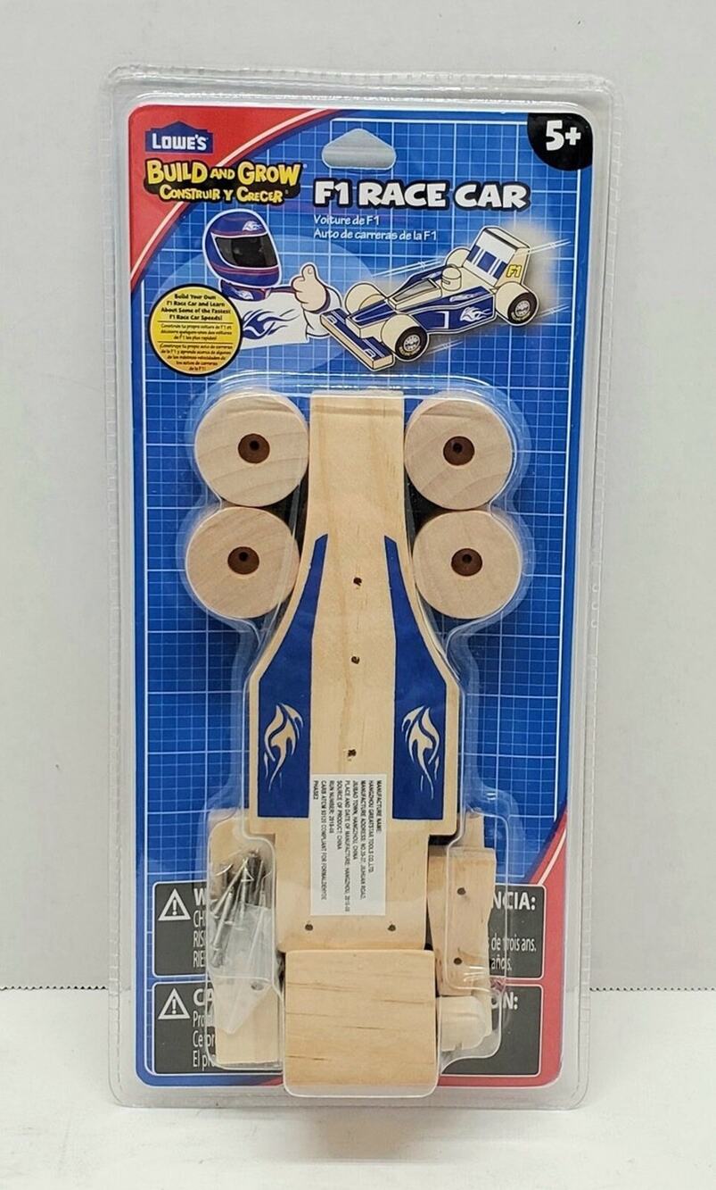 Lowe's Build and Grow Kit Race Car Racing Wood Crafts Build Dream Cars Wheels